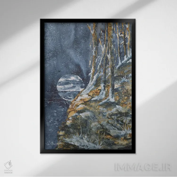 تابلو دکوراتیو بوران شبانه اثر لیز کاوینگتون - نمای قابدار مشکی