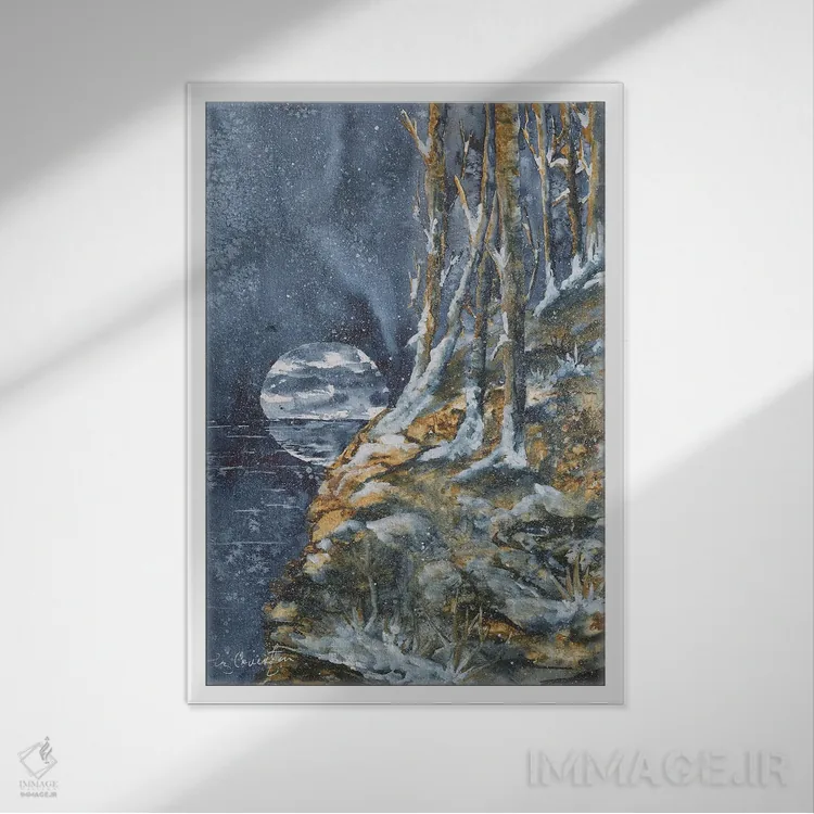 تابلو دکوراتیو بوران شبانه اثر لیز کاوینگتون - نمای قابدار سفید