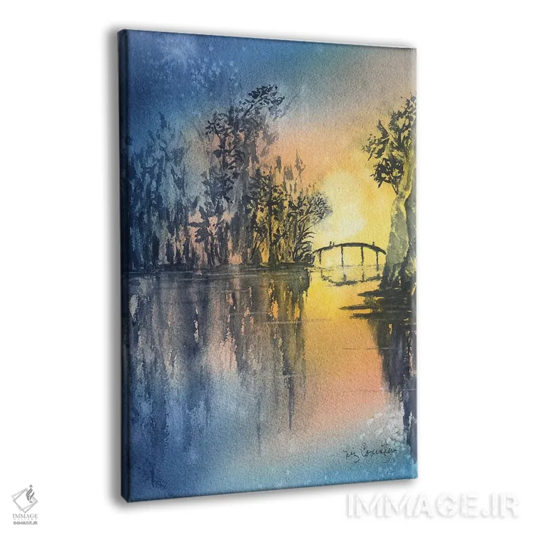 تابلو انتزاعی غروب آرام اثر لیز کاوینگتون - نمای پرسپکتیو محصول