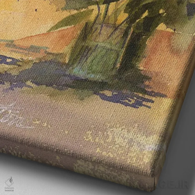 تابلو دکوراتیو بنفشه ها اثر لیز کاوینگتون - نمای نزدیک بافت بوم