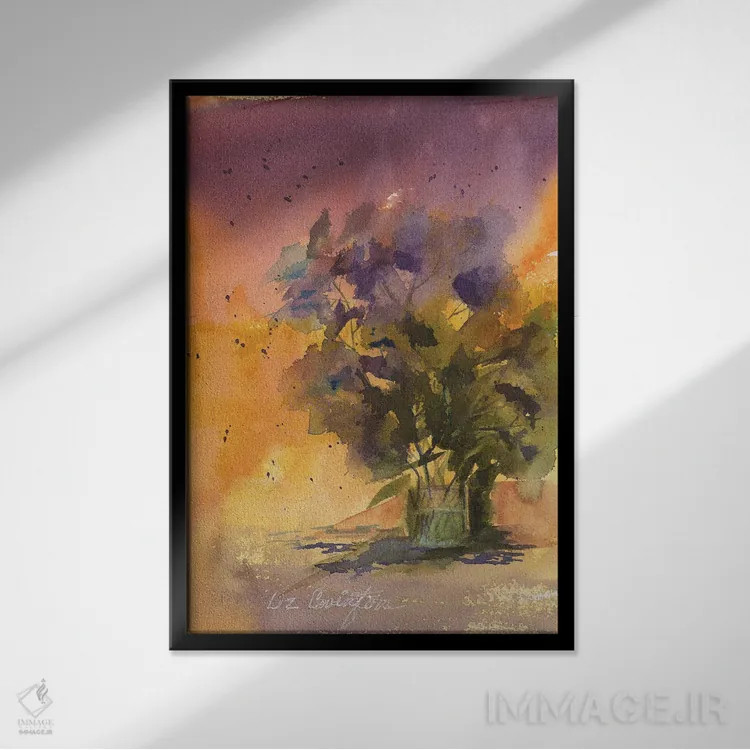 تابلو دکوراتیو بنفشه ها اثر لیز کاوینگتون - نمای قابدار مشکی