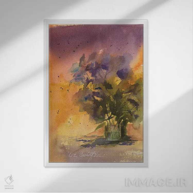 تابلو دکوراتیو بنفشه ها اثر لیز کاوینگتون - نمای قابدار سفید