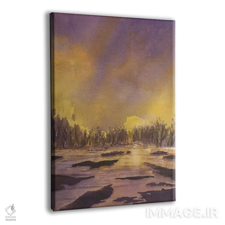 تابلو انتزاعی غروب بنفش اثر لیز کاوینگتون - نمای پرسپکتیو محصول