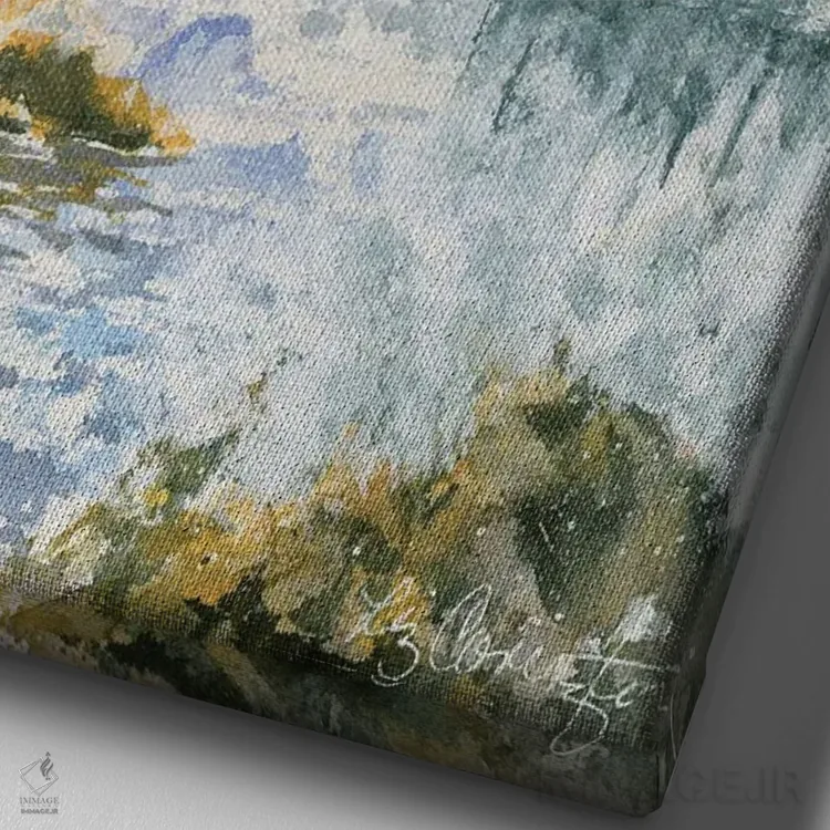 تابلو انتزاعی تهدید باران اثر لیز کاوینگتون - نمای نزدیک بافت بوم