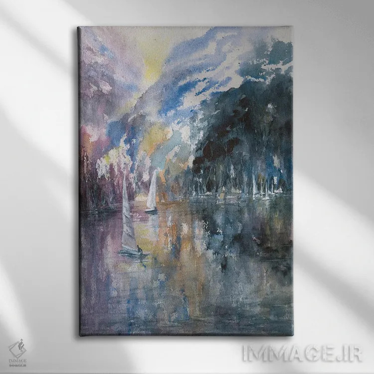 تابلو انتزاعی چشم انداز سیرا اثر لیز کاوینگتون - نمای روبهرو روی دیوار