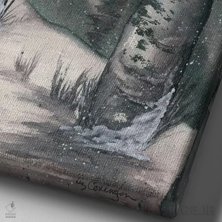 تابلو دکوراتیو شب برفی اثر لیز کاوینگتون - نمای نزدیک بافت بوم