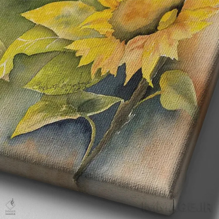 تابلو دکوراتیو گل های آفتابگردان اثر لیز کاوینگتون - نمای نزدیک بافت بوم