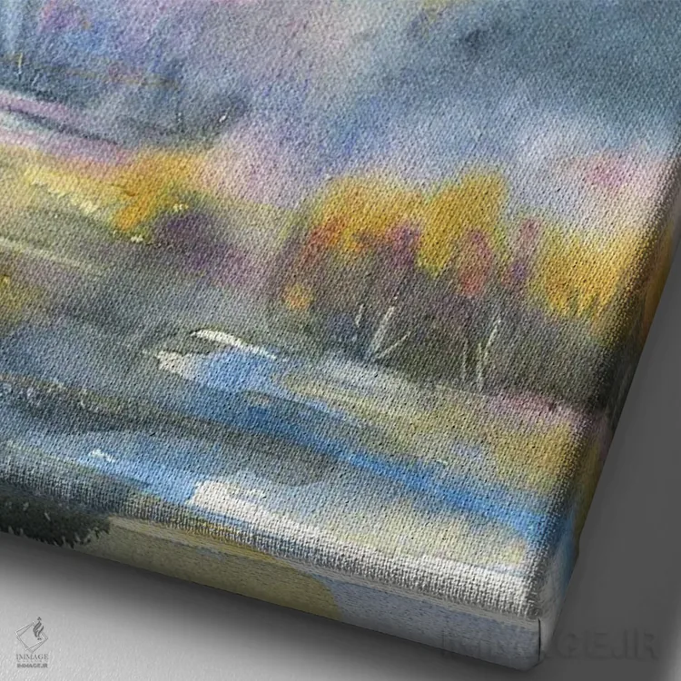 تابلو انتزاعی آسمان طوفانی اثر لیز کاوینگتون - نمای نزدیک بافت بوم