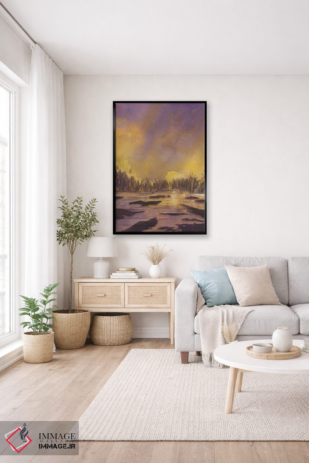 تابلو انتزاعی غروب بنفش اثر لیز کاوینگتون - D4B