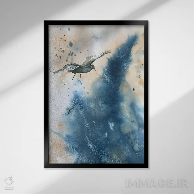 تابلو دکوراتیو دریای متلاطم اثر لیز کاوینگتون - نمای قابدار مشکی