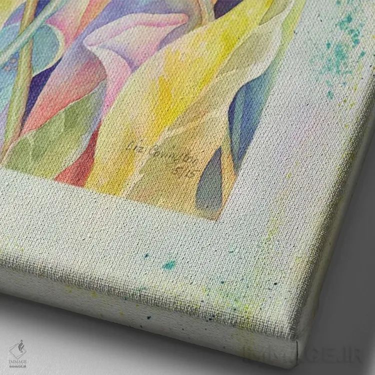 تابلو دکوراتیو کالاها با آبرنگ اثر لیز کاوینگتون - نمای نزدیک بافت بوم