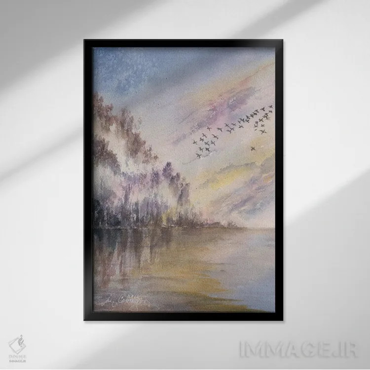 تابلو دکوراتیو آرایش V شکل اثر لیز کاوینگتون - نمای قابدار مشکی