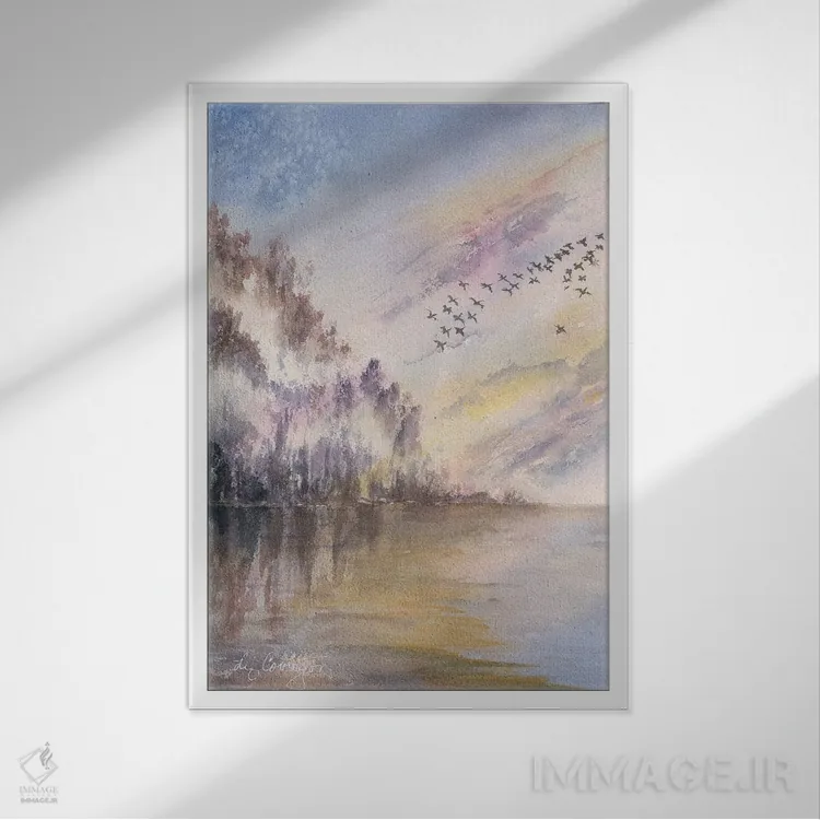 تابلو دکوراتیو آرایش V شکل اثر لیز کاوینگتون - نمای قابدار سفید