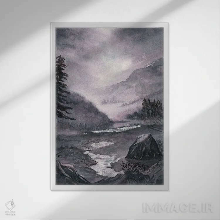 تابلو دکوراتیو غروب دره ۲ اثر لیز کاوینگتون - نمای قابدار سفید