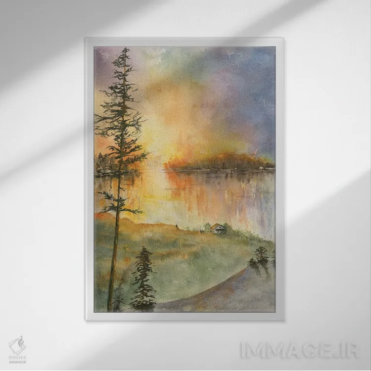 تابلو دکوراتیو آتش ترنر اثر لیز کاوینگتون - نمای قابدار سفید