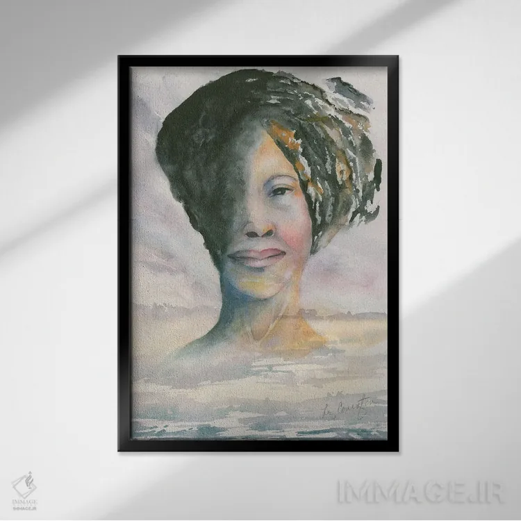 تابلو دکوراتیو زن امروزی، به سوی نور اثر لیز کاوینگتون - نمای قابدار مشکی