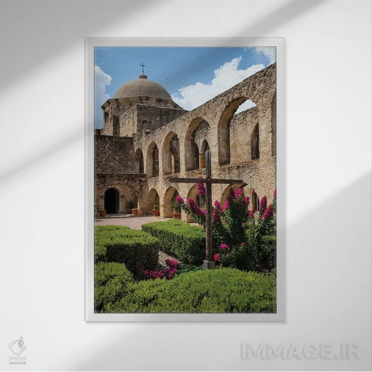 تابلو دکوراتیو ایوان قوسی در کلیسای میسیون سن خوزه، سن آنتونیو اثر لری دیتو - نمای قابدار سفید