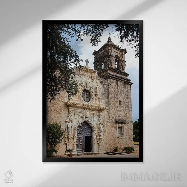 تابلو دکوراتیو هنرمندی و صنایع دستی در کلیسای میسیون سن خوزه، سن آنتونیو اثر لری دیتو - نمای قابدار مشکی