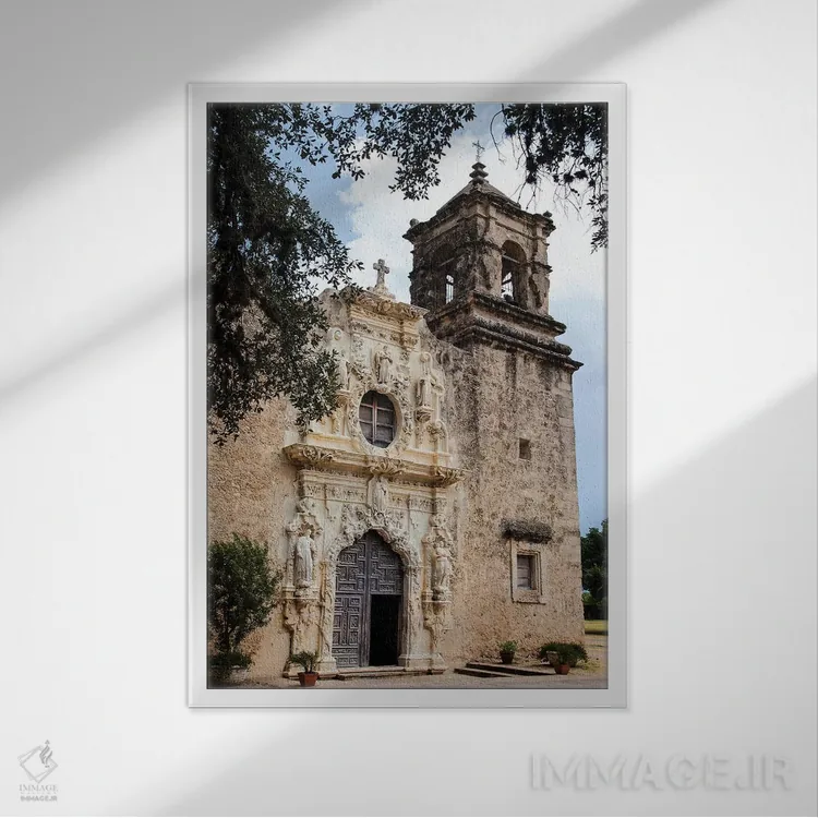 تابلو دکوراتیو هنرمندی و صنایع دستی در کلیسای میسیون سن خوزه، سن آنتونیو اثر لری دیتو - نمای قابدار سفید