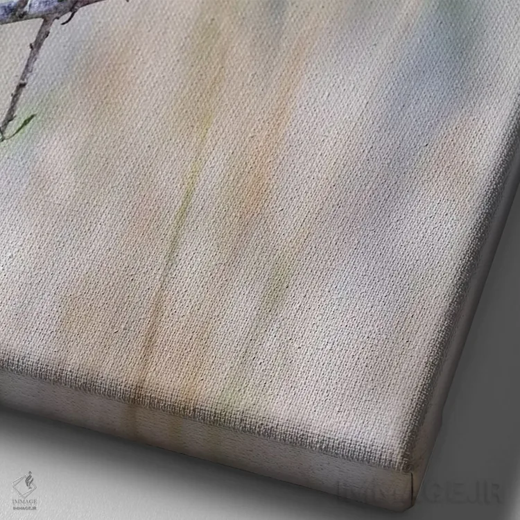 تابلو دکوراتیو کارباورال شمالی نشسته اثر لری دیتو - نمای نزدیک بافت بوم