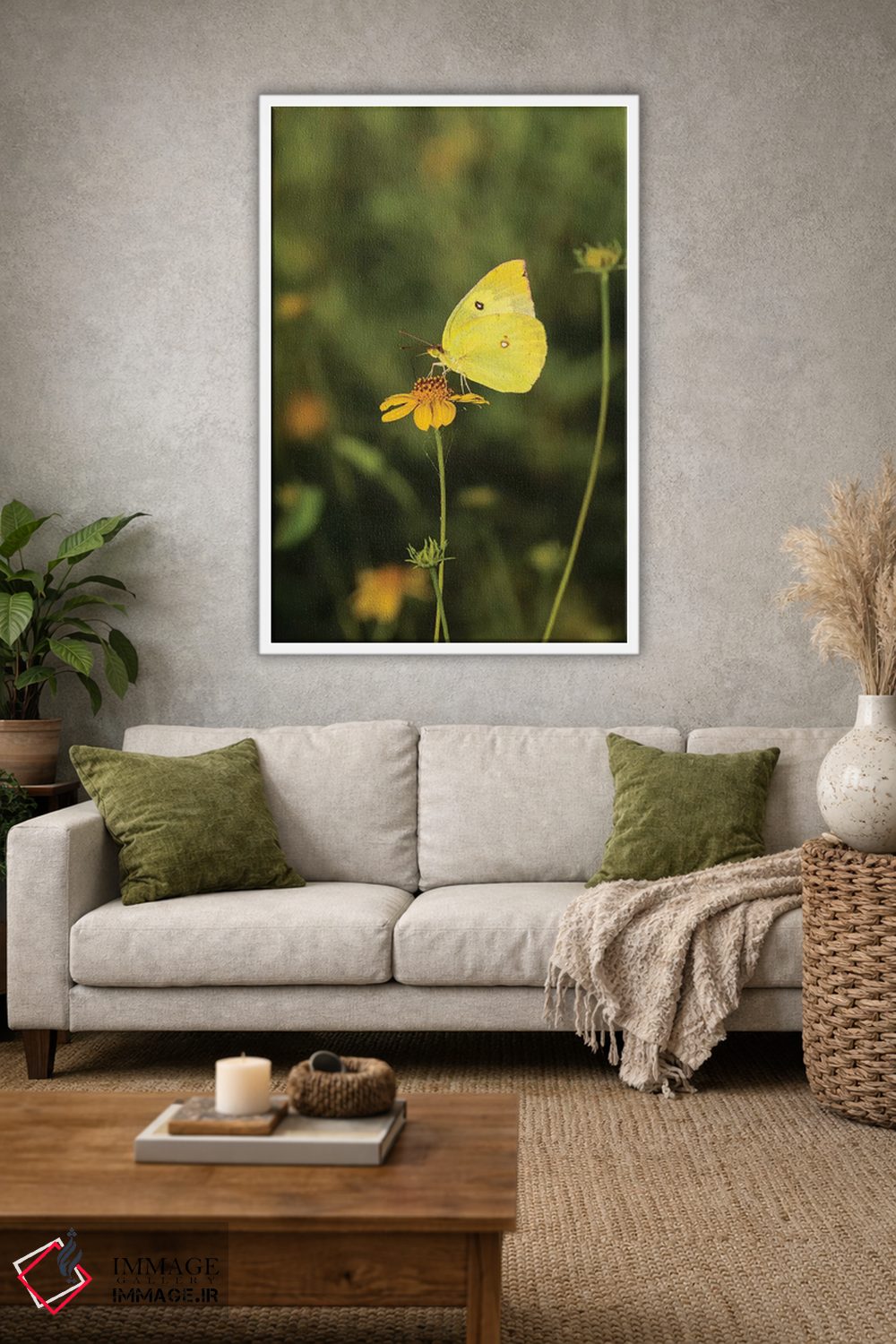 تابلو دکوراتیو پروانه داگ فیس جنوبی در حال تغذیه اثر لری دیتو - D1W