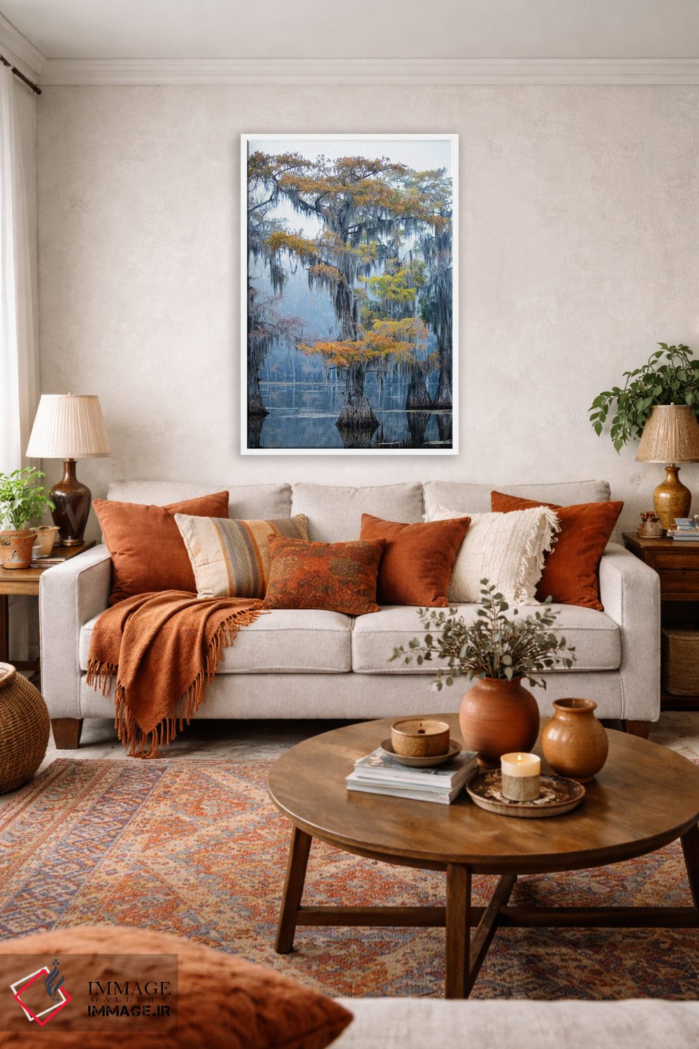 تابلو دکوراتیو سرو باتلاقی در رنگ های پاییز اثر لری دیتو - D1W