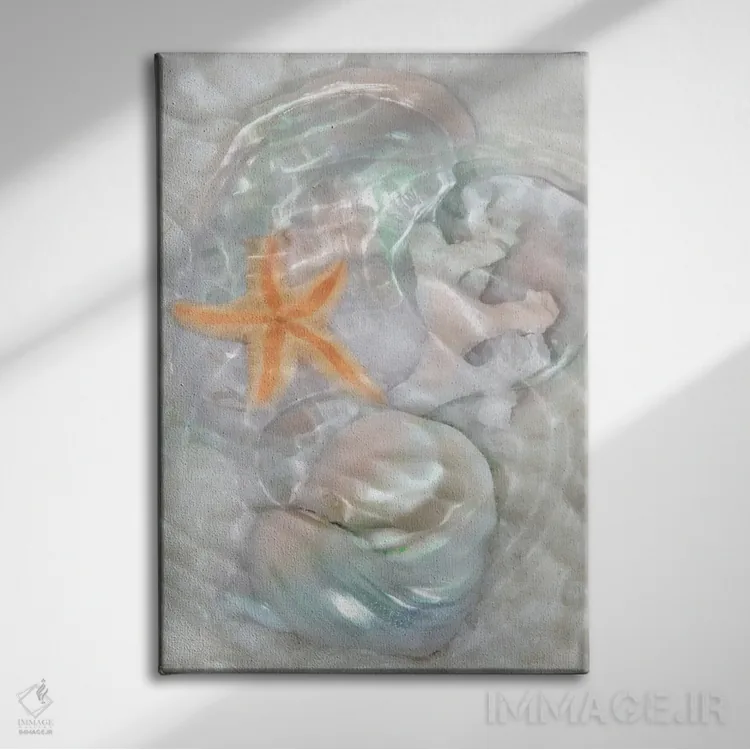 تابلو دکوراتیو امواج نوری زیرآب VI اثر لدا رابرتسون - نمای روبهرو روی دیوار