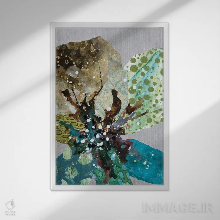 تابلو دکوراتیو آبشار گیاهی اثر لیان داکینو - نمای قابدار سفید