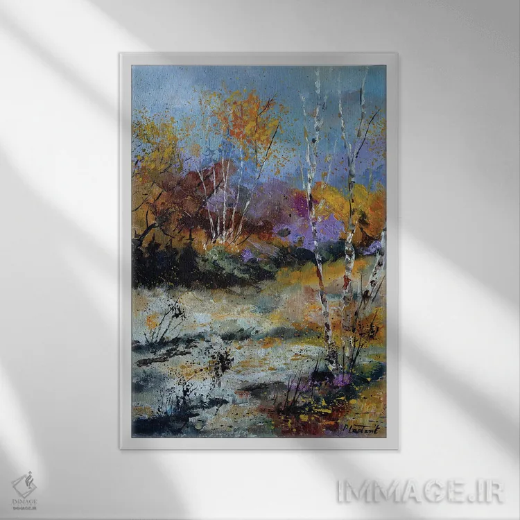 تابلو انتزاعی بازشدگی پاییزی اثر پل لدنت - نمای قابدار سفید