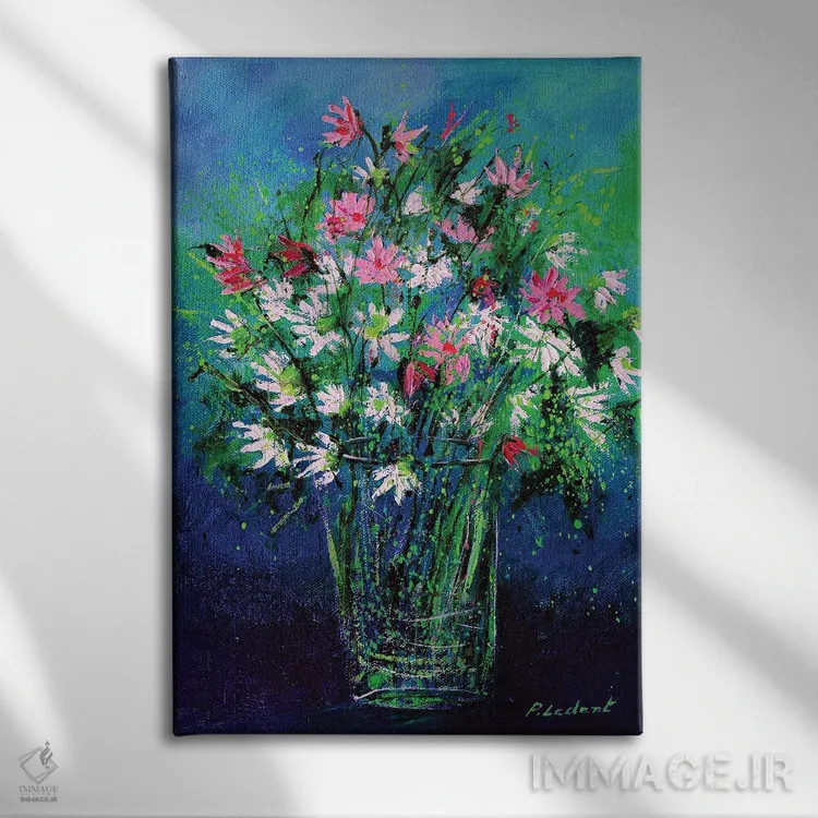 تابلو انتزاعی طبیعت بی جان بهار ۲۰۲۰ اثر پل لدنت - نمای روبهرو روی دیوار