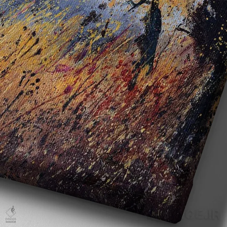 تابلو انتزاعی صبح پاییزی اثر پل لدنت - نمای نزدیک بافت بوم