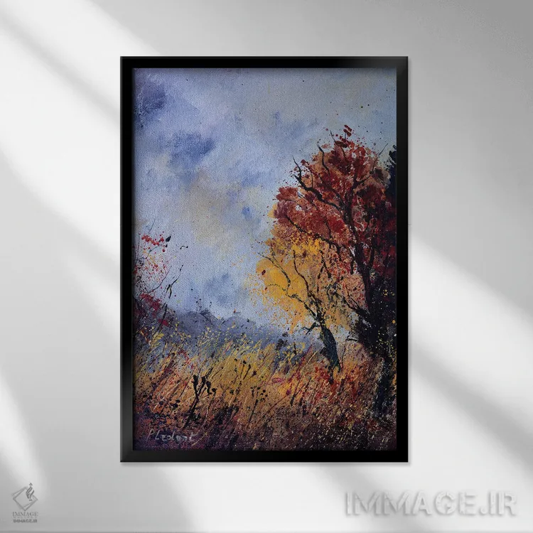 تابلو انتزاعی صبح پاییزی اثر پل لدنت - نمای قابدار مشکی