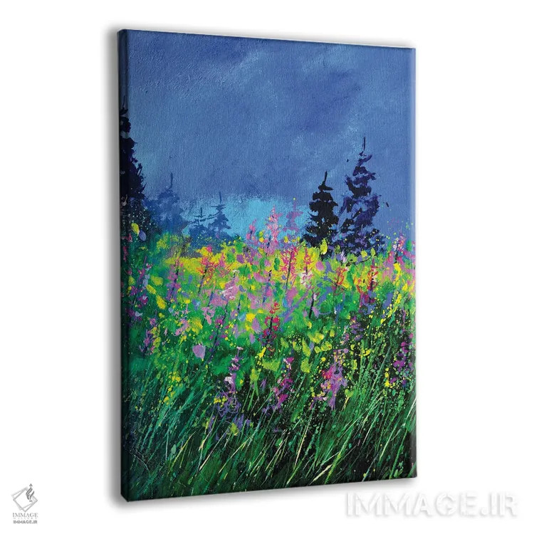 تابلو انتزاعی گل های گل مینا اثر پل لدنت - نمای پرسپکتیو محصول