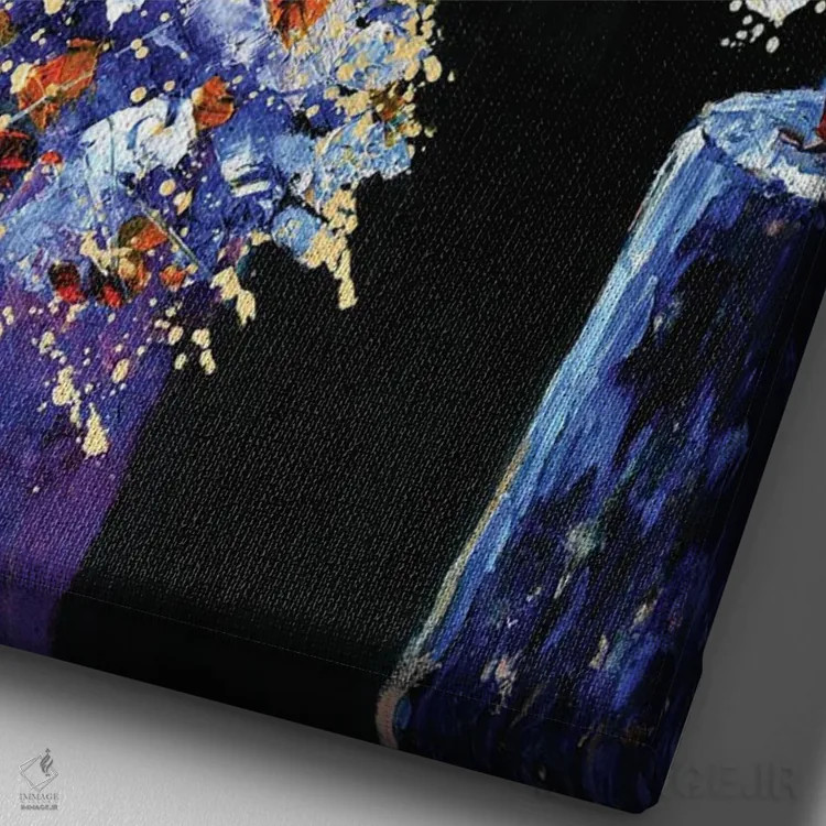 تابلو دکوراتیو بانویی با دو طبیعت بی جان اثر پل لدنت - نمای نزدیک بافت بوم