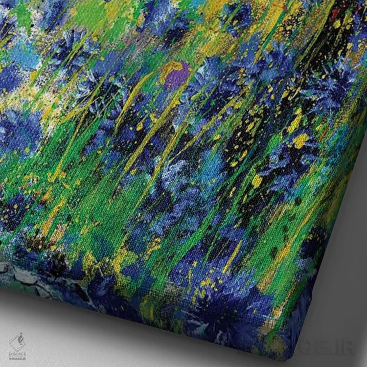 تابلو انتزاعی در میان گل های گندم نما اثر پل لدنت - نمای نزدیک بافت بوم