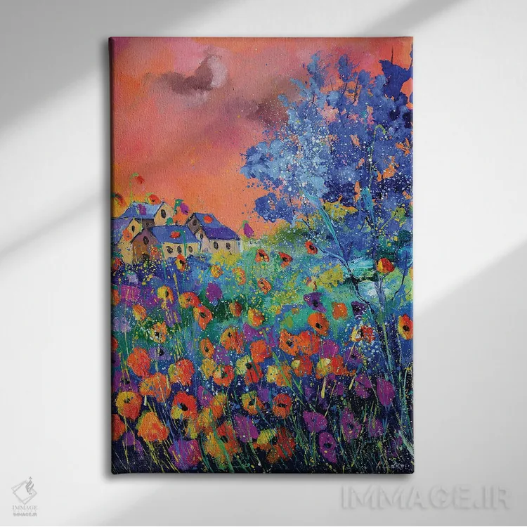 تابلو انتزاعی سرود پاییز اثر پل لدنت - نمای روبهرو روی دیوار