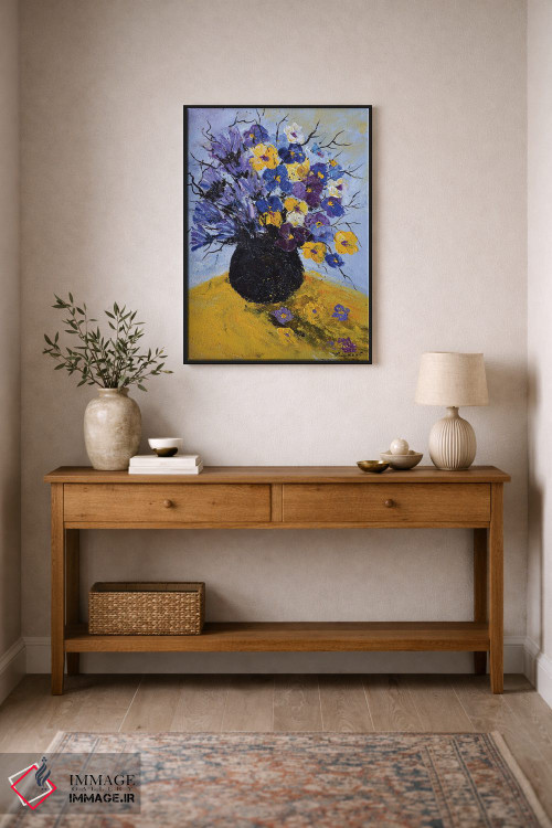 تابلو انتزاعی بنفشه و گل گندم اثر پل لدنت - D1B