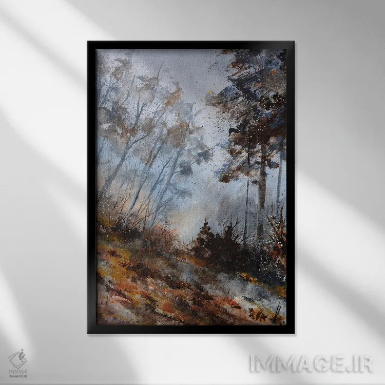 تابلو انتزاعی نوامبری مه آلود اثر پل لدنت - نمای قابدار مشکی