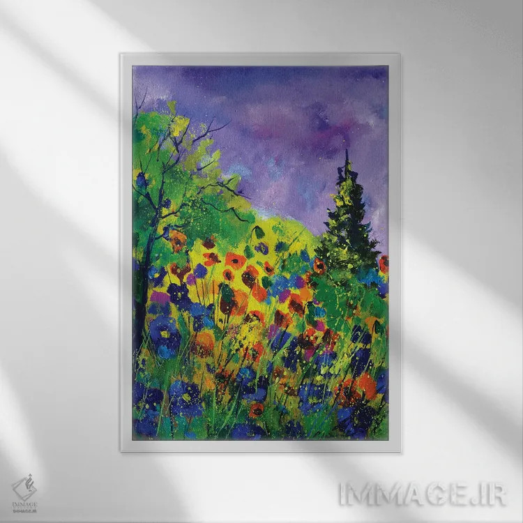 تابلو انتزاعی جنگل تابستانی اثر پل لدنت - نمای قابدار سفید