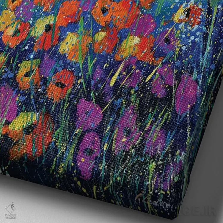 تابلو انتزاعی سرود پاییز اثر پل لدنت - نمای نزدیک بافت بوم