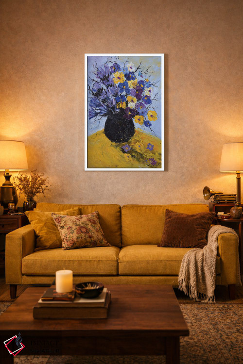 تابلو انتزاعی بنفشه و گل گندم اثر پل لدنت - D2W