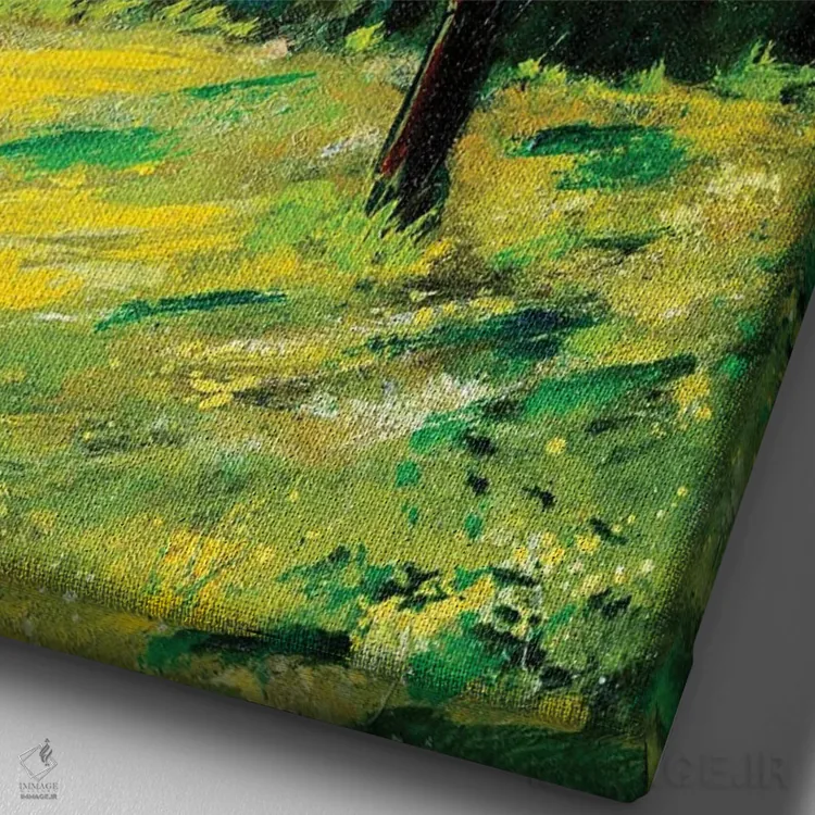 تابلو انتزاعی درخت سیب در بهار اثر پل لدنت - نمای نزدیک بافت بوم