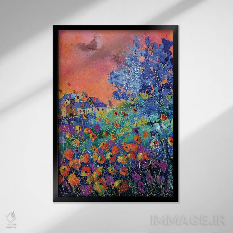 تابلو انتزاعی سرود پاییز اثر پل لدنت - نمای قابدار مشکی