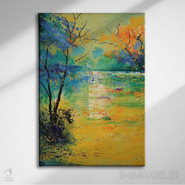 تابلو انتزاعی نور روی برکه اثر پل لدنت - نمای روبهرو روی دیوار