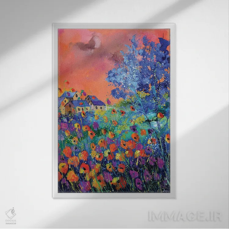 تابلو انتزاعی سرود پاییز اثر پل لدنت - نمای قابدار سفید