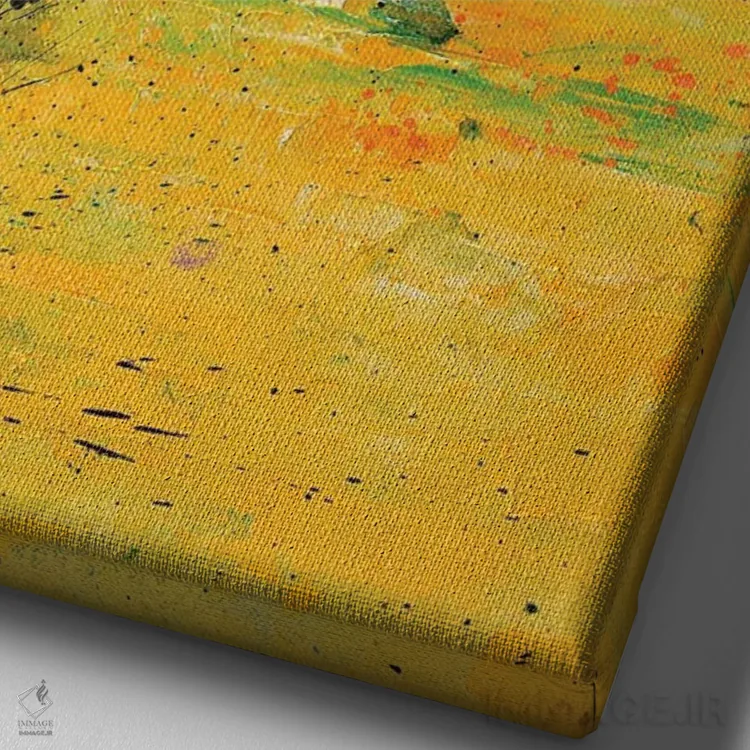 تابلو انتزاعی نور روی برکه اثر پل لدنت - نمای نزدیک بافت بوم