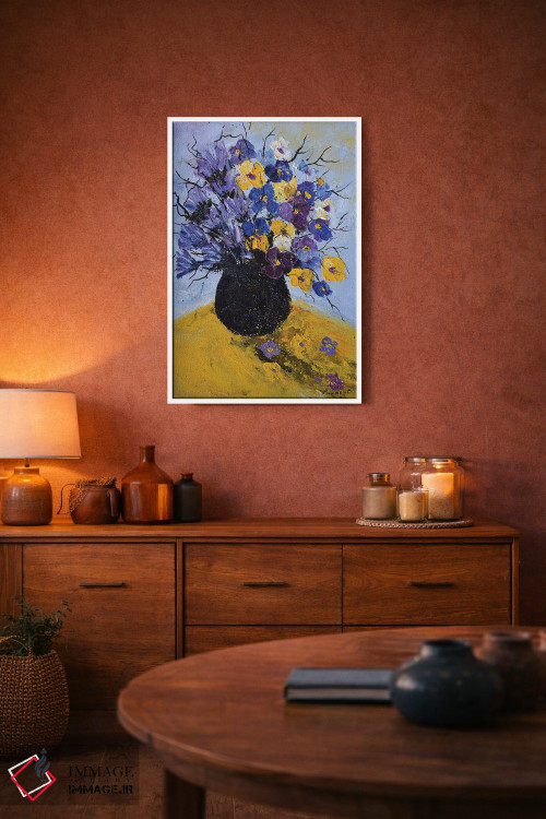 تابلو انتزاعی بنفشه و گل گندم اثر پل لدنت - D4W