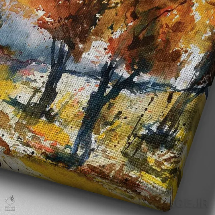 تابلو دکوراتیو نزدیک شدن پاییز اثر پل لدنت - نمای نزدیک بافت بوم