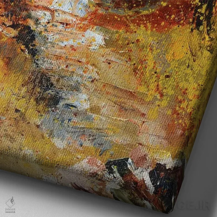 تابلو انتزاعی روستای کوچک در پروانس اثر پل لدنت - نمای نزدیک بافت بوم