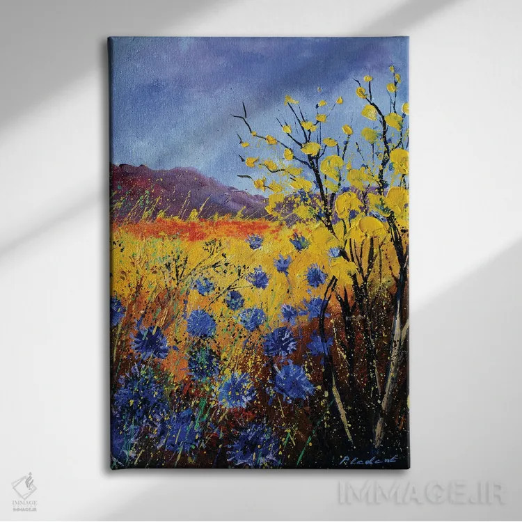 تابلو انتزاعی گل های گندم نما اثر پل لدنت - نمای روبهرو روی دیوار